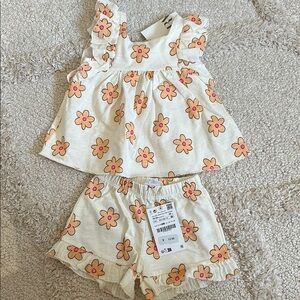 Zara Floral Ruffle Outfit NWT